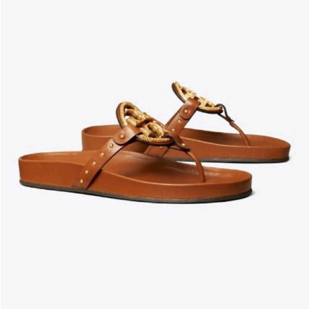 NIB Tory Burch Miller Cloud Sandals, Bourbon Miele, Size 8.5